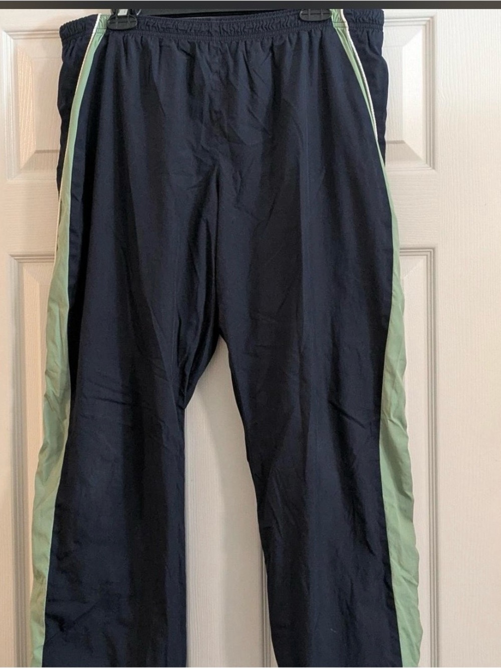 Vintage Old Navy Blue Track Pants with Green Side Panels